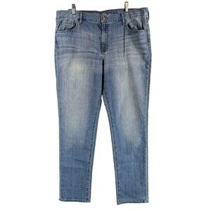 Eddie Bauer Boyfriend Slim Jeans Womens Size 14 Mid Rise Blue Light Wash Denim